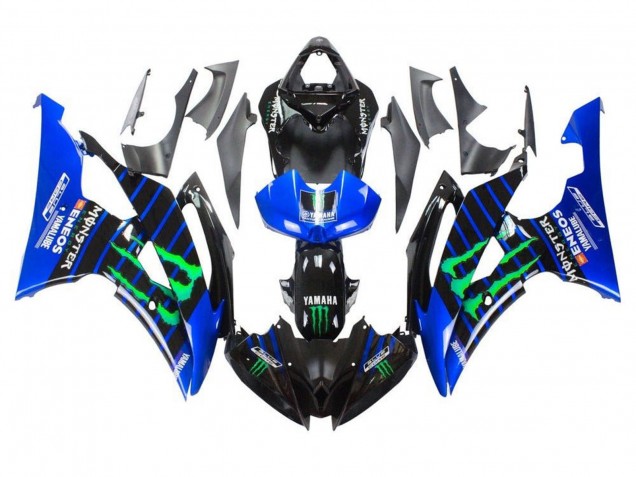 Preisgünstige Yamaha YZF R6 Motorrad Verkleidung 2008-2016 - Blau Schwarz Grun Monster ENEOS Yamalube