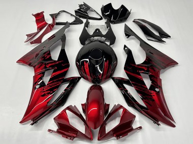 Preisgünstige Yamaha YZF R6 Motorrad Verkleidung 2008-2016 - Rot Glanzendes Schwarz Fade