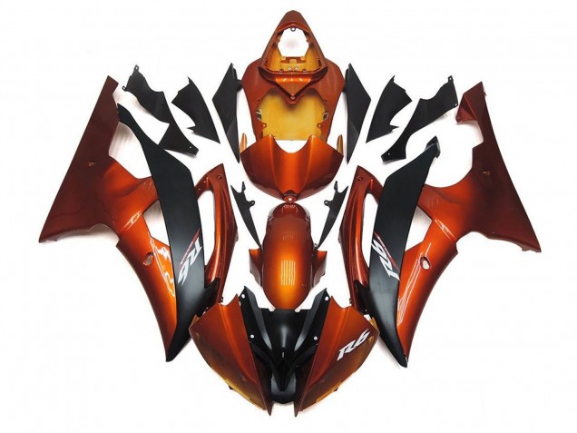 Preisgünstige Yamaha YZF R6 Motorrad Verkleidung 2008-2016 - Orange Matt Schwarz