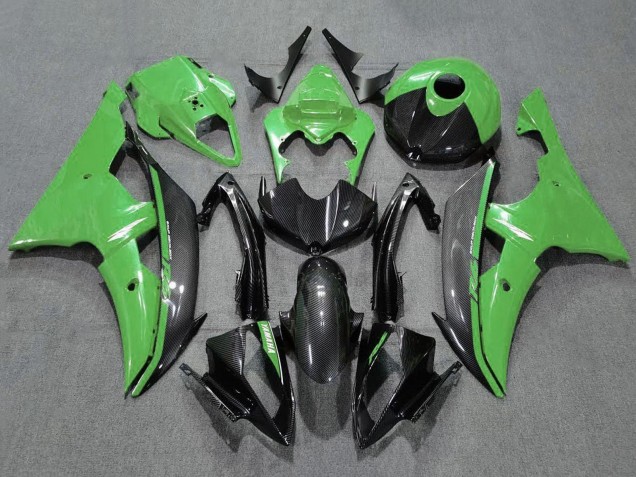 Preisgünstige Yamaha YZF R6 Motorrad Verkleidung 2008-2016 - Grun Carbonfaser Stil