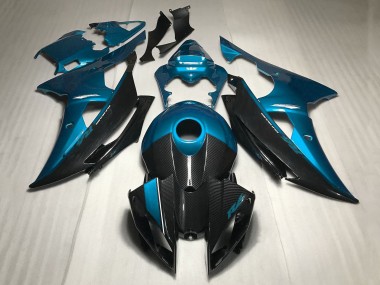 Preisgünstige Yamaha YZF R6 Motorrad Verkleidung 2008-2016 - Blau Carbonfaser Stil