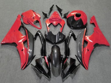 Preisgünstige Yamaha YZF R6 Motorrad Verkleidung 2008-2016 - Rot Schwarz Carbonfaser Stil