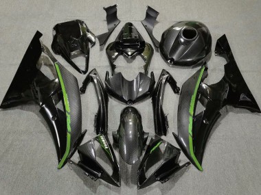 Preisgünstige Yamaha YZF R6 Motorrad Verkleidung 2008-2016 - Schwarzer Carbonfaser Stil Grun