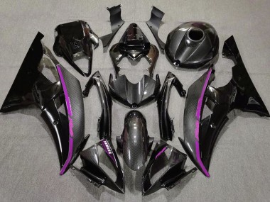 Preisgünstige Yamaha YZF R6 Motorrad Verkleidung 2008-2016 - Schwarzer Carbonfaser Stil Lila