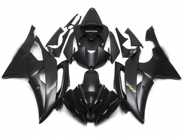 Preisgünstige Yamaha YZF R6 Motorrad Verkleidung 2008-2016 - Matt Schwarz Gold Aufkleber