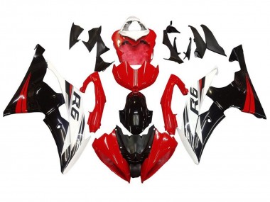 Preisgünstige Yamaha YZF R6 Motorrad Verkleidung Kit 2008-2016 - Weiss Rot Glanzendes Schwarz