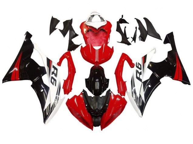 Preisgünstige Yamaha YZF R6 Motorrad Verkleidung Kit 2008-2016 - Weiss Rot Glanzendes Schwarz