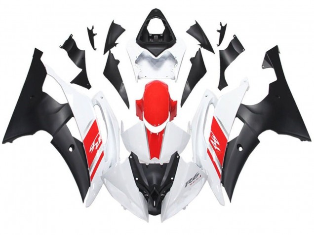 Preisgünstige Yamaha YZF R6 Motorrad Verkleidung 2008-2016 - Weiss Rot Matt Schwarz