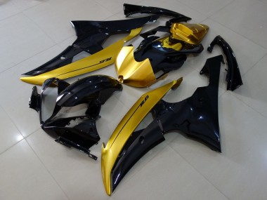 Preisgünstige Yamaha YZF R6 Motorrad Verkleidung 2008-2016 - Gold Glanzendes Schwarz