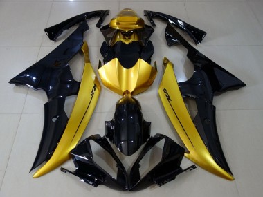 Preisgünstige Yamaha YZF R6 Motorrad Verkleidung 2008-2016 - Gold Glanzendes Schwarz