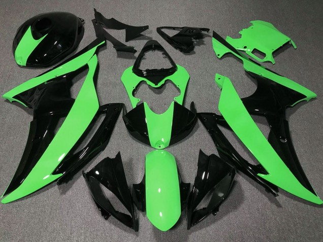 Preisgünstige Yamaha YZF R6 Motorrad Verkleidung 2008-2016 - Grun Glanzendes Schwarz