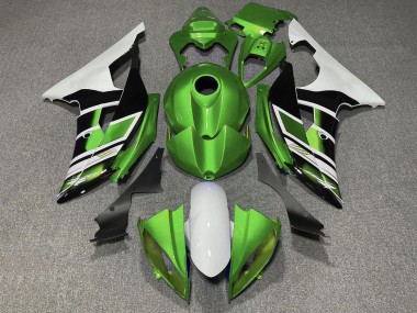 Preisgünstige Yamaha YZF R6 Motorrad Verkleidung 2008-2016 - Weiss Grun Glanzendes Schwarz Streifen