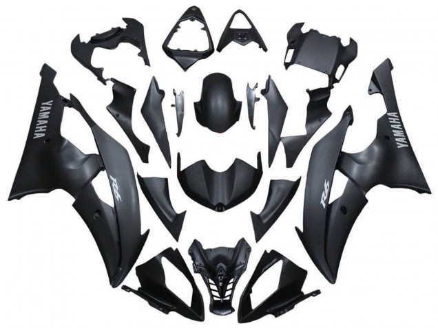 Preisgünstige Yamaha YZF R6 Motorrad Verkleidung 2008-2016 - Matt Schwarz Silber Aufkleber