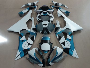 Preisgünstige Yamaha YZF R6 Motorrad Verkleidung 2008-2016 - Weiss Blau Grau Schwarz Camouflage