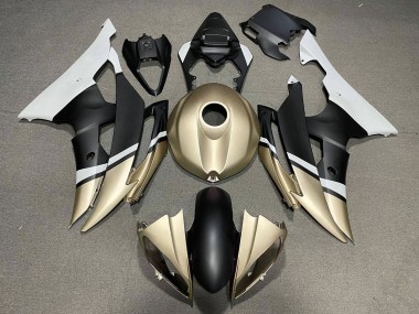 Preisgünstige Yamaha YZF R6 Motorrad Verkleidung 2008-2016 - Weiss Gold Matt Schwarz