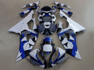 Preisgünstige Yamaha YZF R6 Motorrad Verkleidung 2008-2016 - Weiss Blau Grau Camouflage