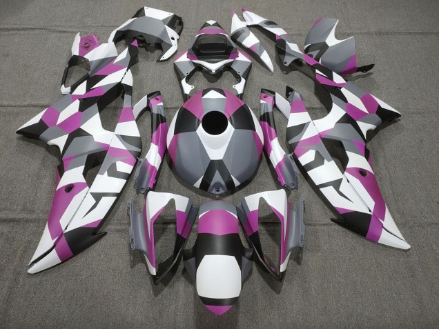 Preisgünstige Yamaha YZF R6 Motorrad Verkleidung 2008-2016 - Weiss Rosa Grau Schwarz Camouflage