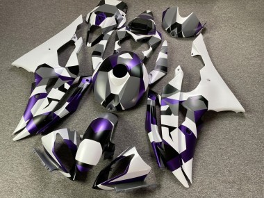 Preisgünstige Yamaha YZF R6 Motorrad Verkleidung 2008-2016 - Weiss Lila Grau Schwarz Camouflage