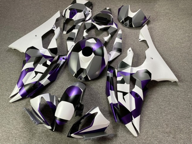 Preisgünstige Yamaha YZF R6 Motorrad Verkleidung 2008-2016 - Weiss Lila Grau Schwarz Camouflage
