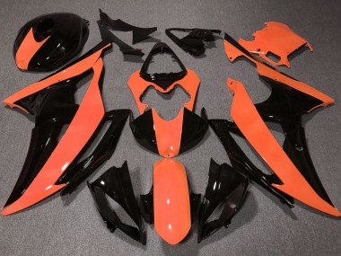 Preisgünstige Yamaha YZF R6 Motorrad Verkleidung 2008-2016 - Orange Glanzendes Schwarz