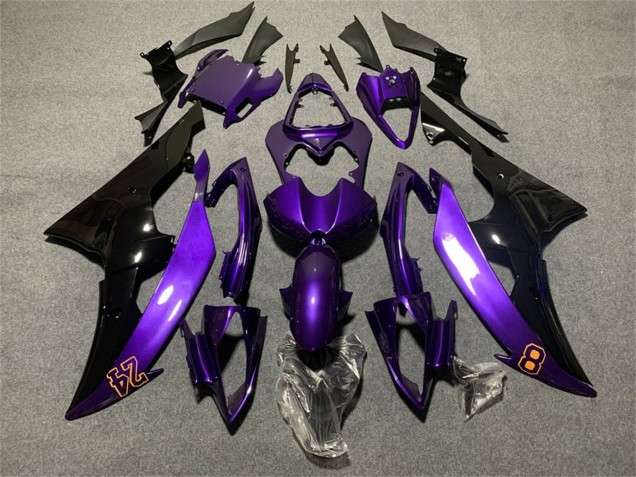 Preisgünstige Yamaha YZF R6 Motorrad Verkleidung 2008-2016 - Lila Glanzendes Schwarz 24