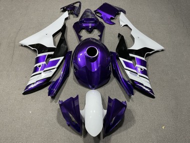 Preisgünstige Yamaha YZF R6 Motorrad Verkleidung 2008-2016 - Weiss Lila Schwarz Streifen