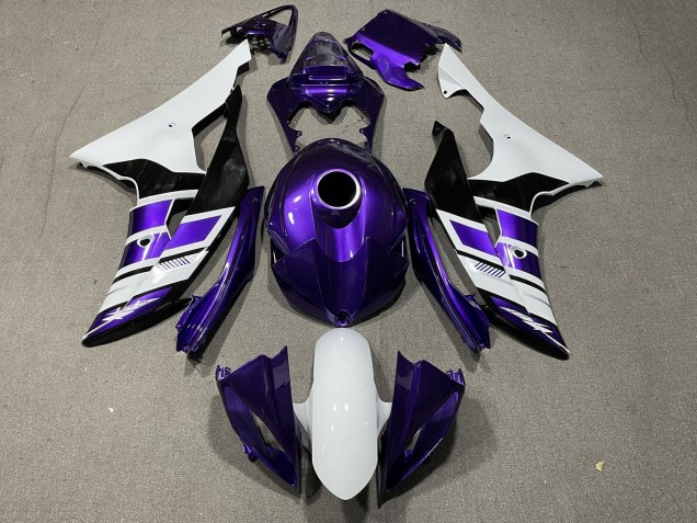 Preisgünstige Yamaha YZF R6 Motorrad Verkleidung 2008-2016 - Weiss Lila Schwarz Streifen