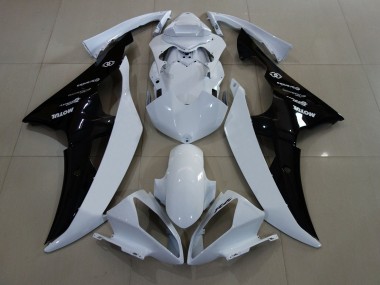 Preisgünstige Yamaha YZF R6 Motorrad Verkleidung 2008-2016 - Weiss Glanzendes Schwarz