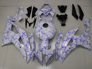 Preisgünstige Yamaha YZF R6 Motorrad Verkleidung 2008-2016 - Weiss Blau Blitz