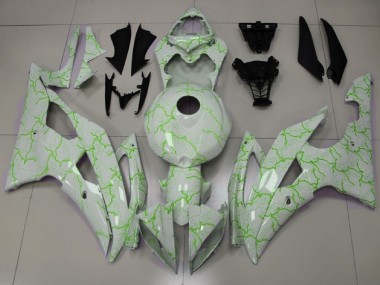 Preisgünstige Yamaha YZF R6 Motorrad Verkleidung 2008-2016 - Weiss Grun Blitz