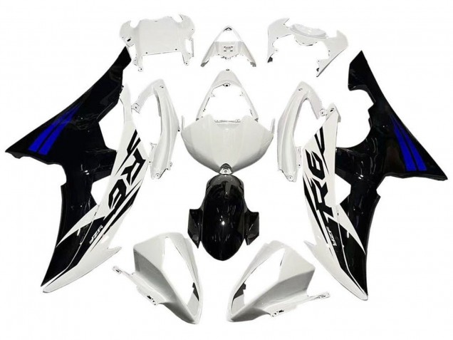 Preisgünstige Yamaha YZF R6 Motorrad Verkleidung 2008-2016 - Weiss Blau Glanzendes Schwarz