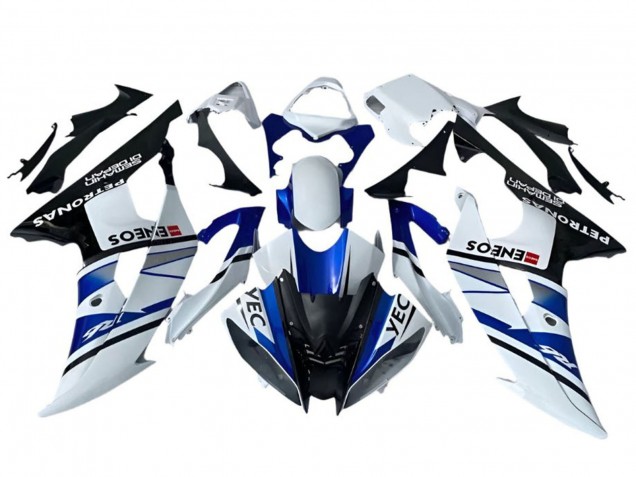Preisgünstige Yamaha YZF R6 Motorrad Verkleidung 2008-2016 - Weiss Blau Schwarz YEC ENEOS Petronas Semakin Didepan