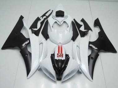 Preisgünstige Yamaha YZF R6 Motorrad Verkleidung 2008-2016 - Weiss Rot Matt Schwarz 58