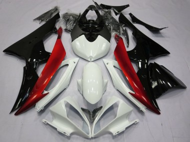 Preisgünstige Yamaha YZF R6 Motorrad Verkleidung 2008-2016 - Weiss Rot Glanzendes Schwarz