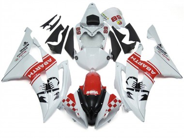 Preisgünstige Yamaha YZF R6 Motorrad Verkleidung 2008-2016 - Weiss Rot Schwarz Motul Michelin Abarth 89