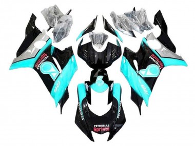 Preisgünstige Yamaha YZF R6 Motorrad Verkleidung 2017-2023 - Turkis Blau Glanzendes Schwarz Petronas