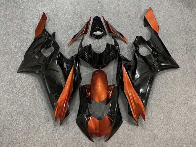 Preisgünstige Yamaha YZF R6 Motorrad Verkleidung 2017-2023 - Orange Glanzendes Schwarz