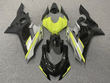 Preisgünstige Yamaha YZF R6 Motorrad Verkleidung 2017-2023 - Grau Neon Gelb Glanzendes Schwarz