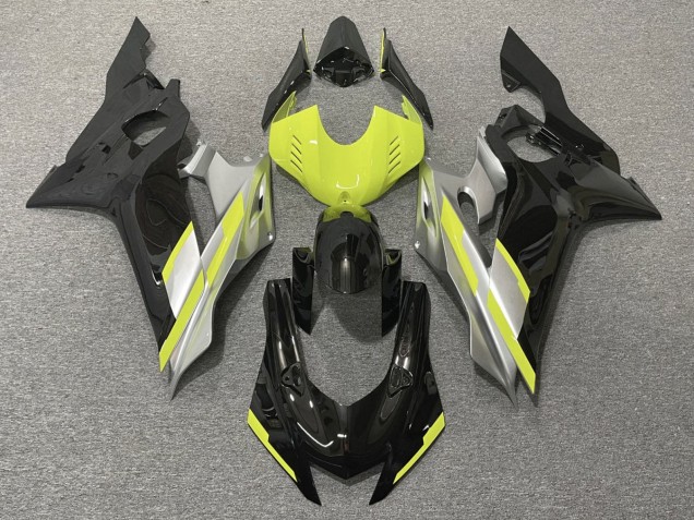 Preisgünstige Yamaha YZF R6 Motorrad Verkleidung 2017-2023 - Grau Neon Gelb Glanzendes Schwarz