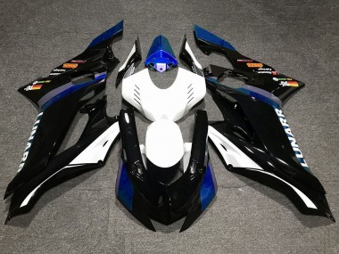 Preisgünstige Yamaha YZF R6 Motorrad Verkleidung 2017-2023 - Weiss Blau Glanzendes Schwarz