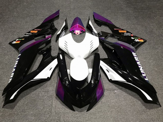 Preisgünstige Yamaha YZF R6 Motorrad Verkleidung 2017-2023 - Weiss Lila Glanzendes Schwarz