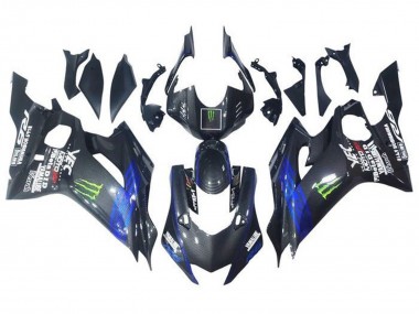 Preisgünstige Yamaha YZF R6 Motorrad Verkleidung 2017-2023 - Blau Schwarz Kunst Carbonfaser Grun Monster
