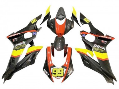 Preisgünstige Yamaha YZF R6 Motorrad Verkleidung 2017-2023 - Gelb Orange Schwarz Kunst Carbonfaser