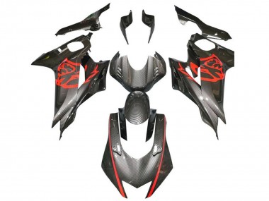 Preisgünstige Yamaha YZF R6 Motorrad Verkleidung 2017-2023 - Rot Schwarz Kunst Carbonfaser
