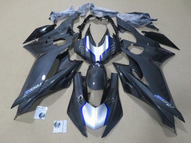Preisgünstige Yamaha YZF R6 Motorrad Verkleidung 2017-2023 - Silber Blau Schwarz Kunst Carbonfaser