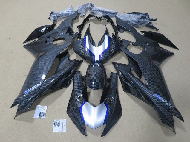 Preisgünstige Yamaha YZF R6 Motorrad Verkleidung 2017-2023 - Silber Blau Schwarz Kunst Carbonfaser