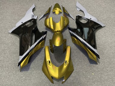 Preisgünstige Yamaha YZF R6 Motorrad Verkleidung 2017-2023 - Grau Gold Glanzendes Schwarz
