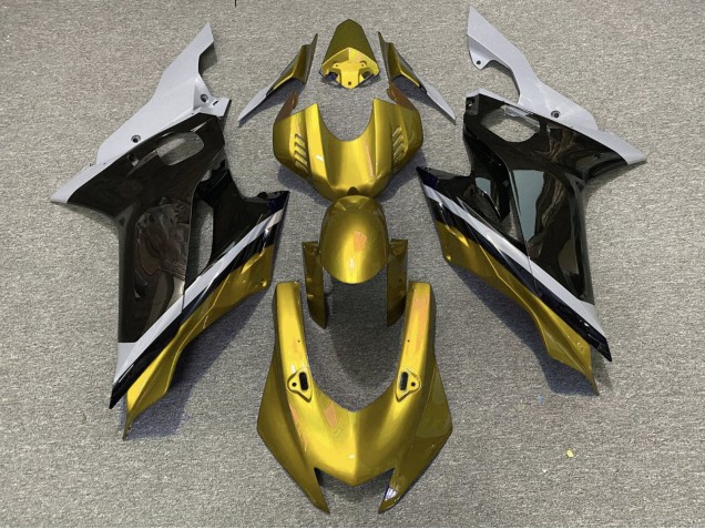 Preisgünstige Yamaha YZF R6 Motorrad Verkleidung 2017-2023 - Grau Gold Glanzendes Schwarz