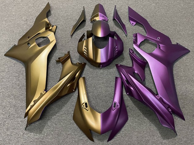 Preisgünstige Yamaha YZF R6 Motorrad Verkleidung 2017-2023 - Matt Gold Lila Geteiltes