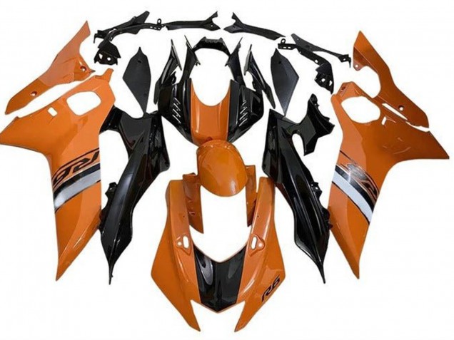 Preisgünstige Yamaha YZF R6 Motorrad Verkleidung 2017-2023 - Orange Silber Glanzendes Schwarz